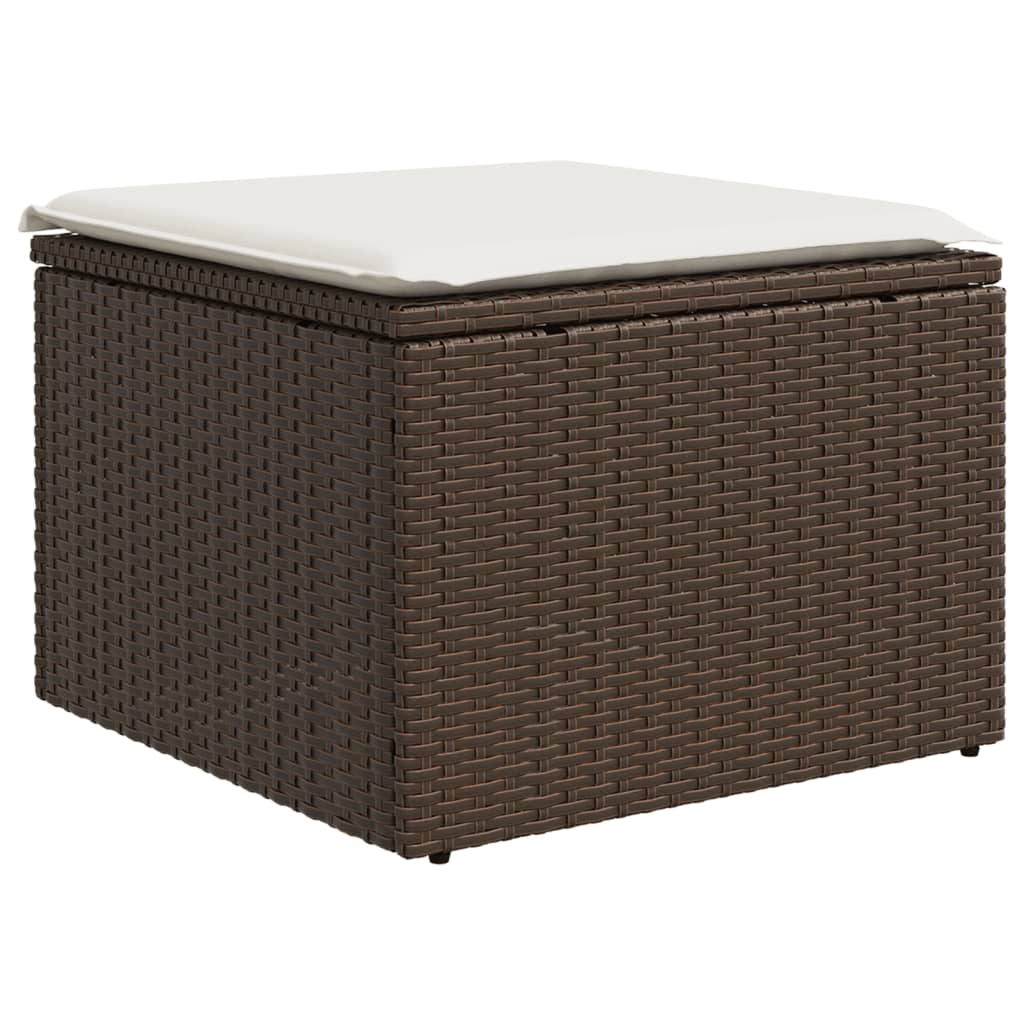 7-tlg. Garten-Sofagarnitur mit Kissen Braun Poly Rattan