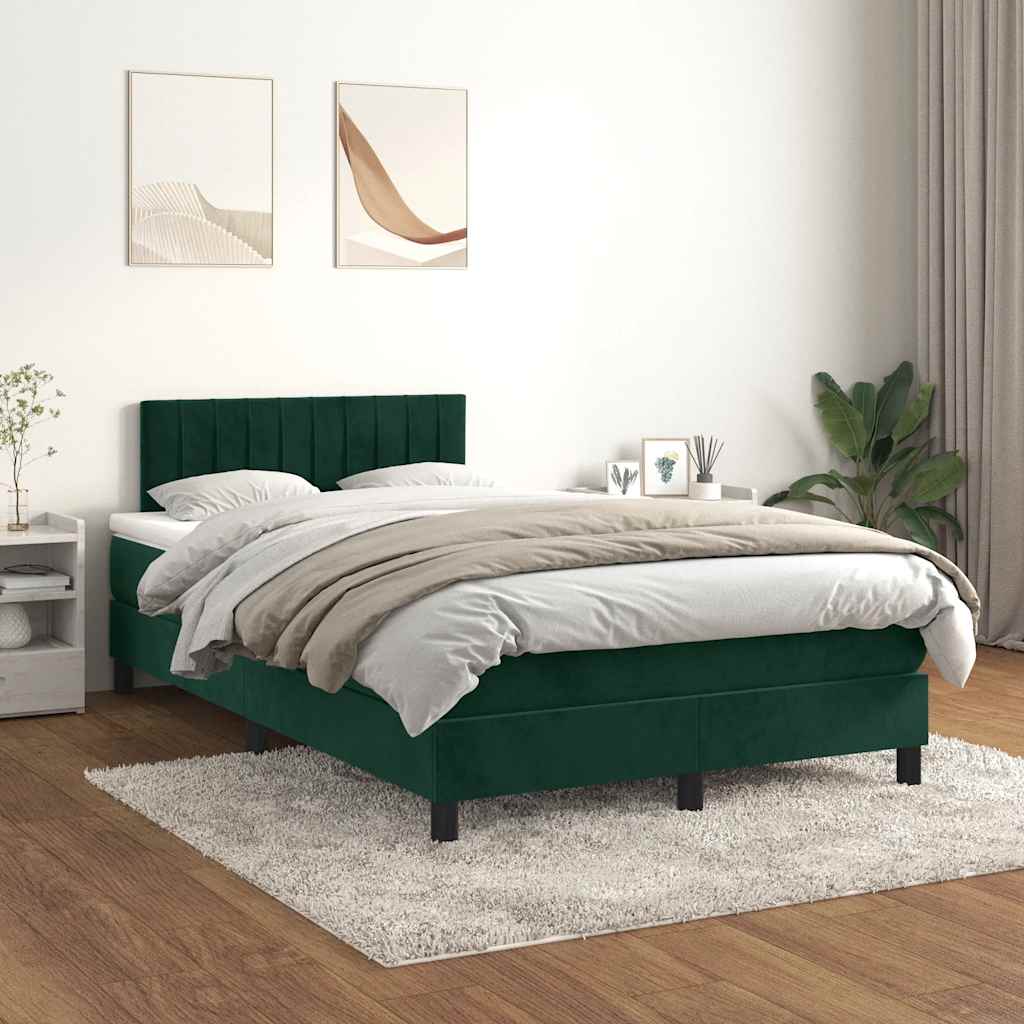 Boxspringbett mit Matratze Dunkelgrün 120x190 cm Samt