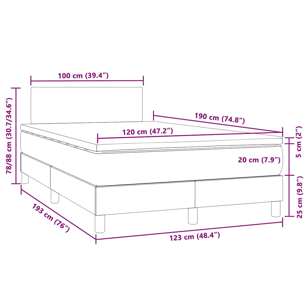 Boxspringbett mit Matratze & LED Rosa 120x190 cm Samt