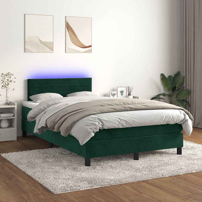Boxspringbett mit Matratze & LED Dunkelgrün 120x190 cm Samt