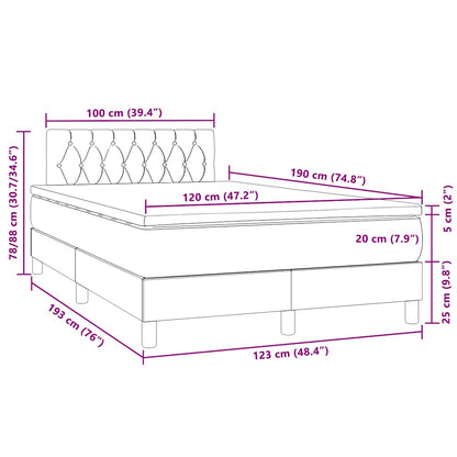 Boxspringbett mit Matratze & LED Schwarz 120x190 cm Samt