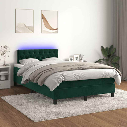 Boxspringbett mit Matratze & LED Dunkelgrün 120x190 cm Samt