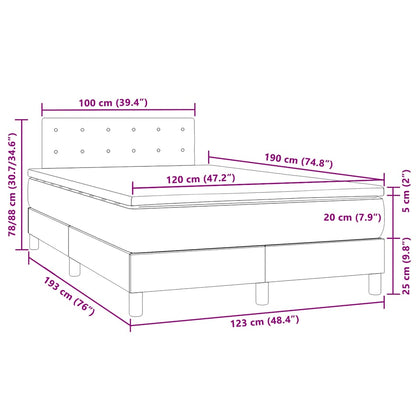 Boxspringbett mit Matratze & LED Dunkelgrau 120x190 cm Samt