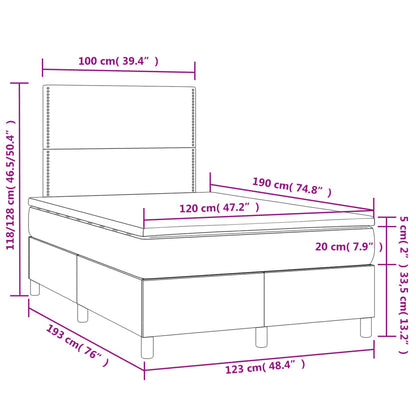 Boxspringbett mit Matratze & LED Dunkelbraun 120x190 cm Stoff