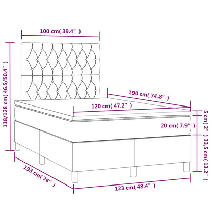 Boxspringbett mit Matratze & LED Schwarz 120x190 cm Stoff