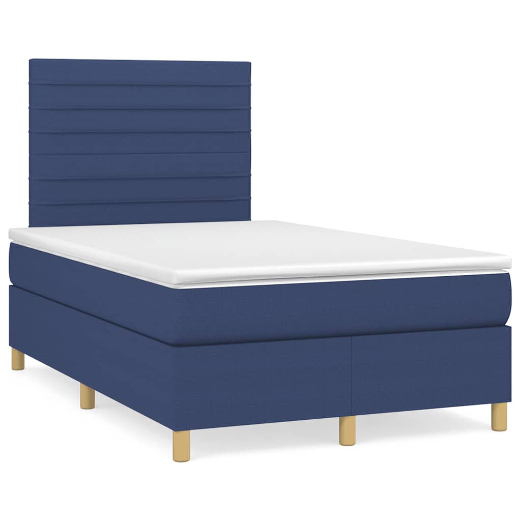 Boxspringbett mit Matratze & LED Blau 120x190 cm Stoff