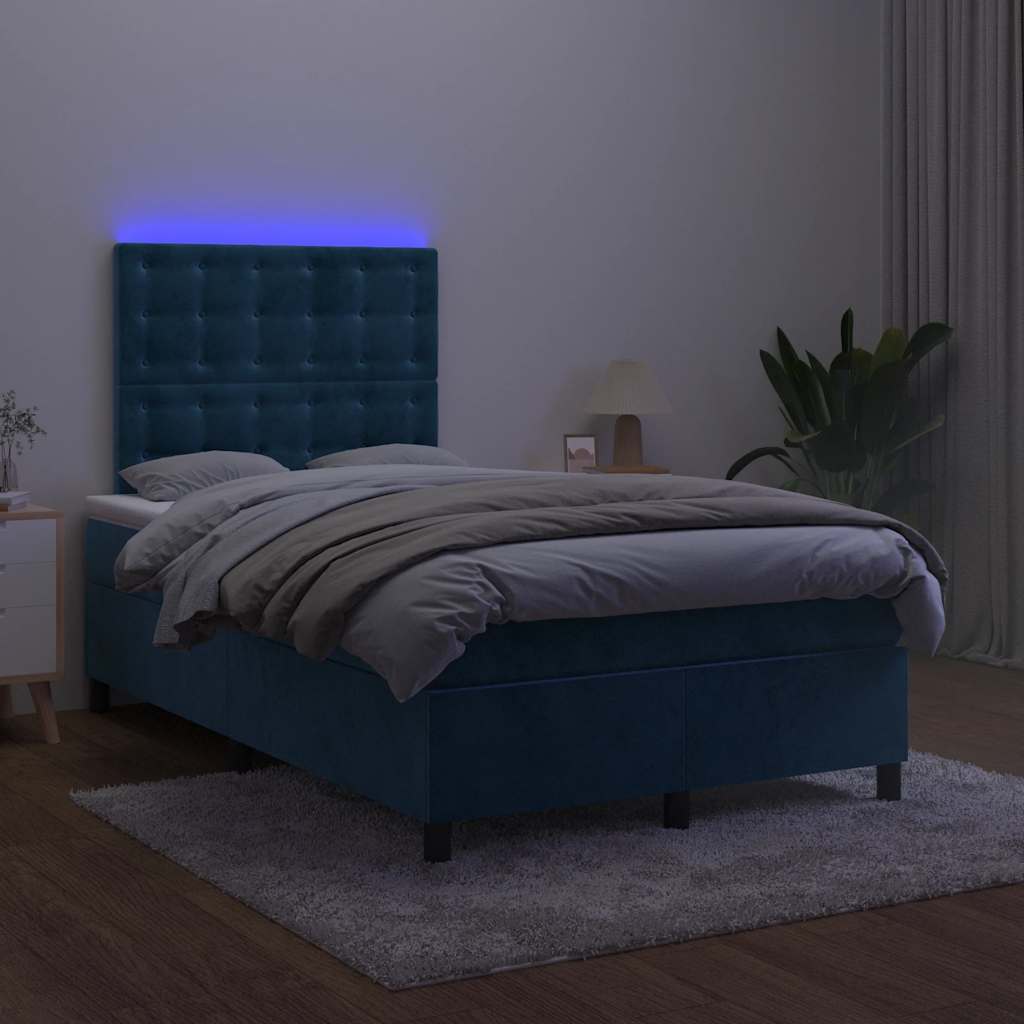 Boxspringbett mit Matratze & LED Dunkelblau 120x190 cm Samt