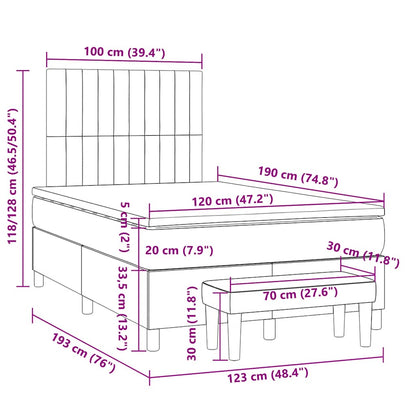 Boxspringbett mit Matratze Schwarz 120x190 cm Stoff