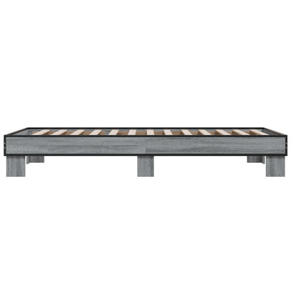 Bettgestell Grau Sonoma 90x200 cm Holzwerkstoff und Metall