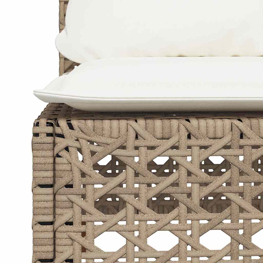 7-tlg. Garten-Sofagarnitur mit Kissen Beige Poly Rattan