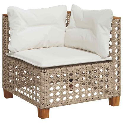 8-tlg. Garten-Sofagarnitur mit Kissen Beige Poly Rattan