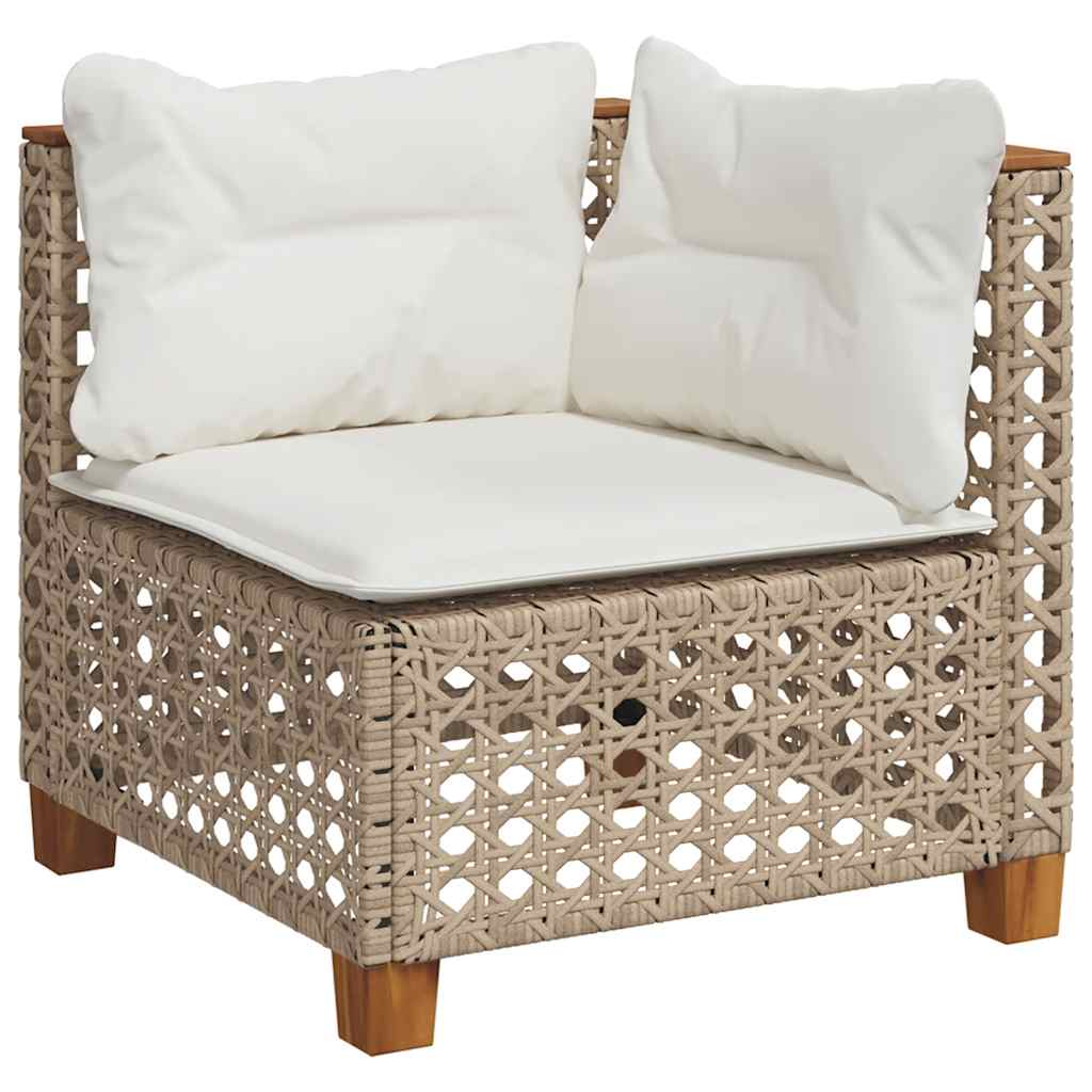 8-tlg. Garten-Sofagarnitur mit Kissen Beige Poly Rattan