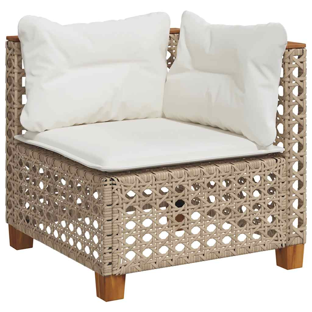 5-tlg. Garten-Sofagarnitur mit Kissen Beige Poly Rattan