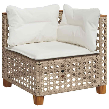 9-tlg. Garten-Sofagarnitur mit Kissen Beige Poly Rattan