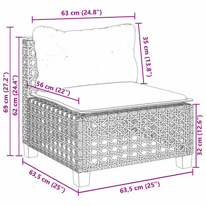 10-tlg. Garten-Sofagarnitur mit Kissen Beige Poly Rattan