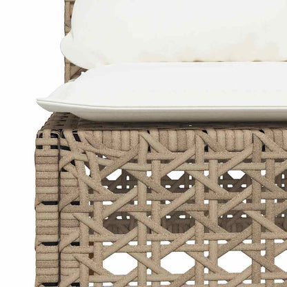 11-tlg. Garten-Sofagarnitur mit Kissen Beige Poly Rattan