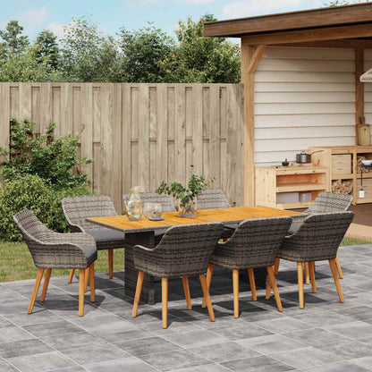 Garten Essgruppe mit Kissen 9 pcs Grau Poly-Rattan