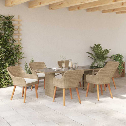 Garten Essgruppe mit Kissen 7 pcs Beige Poly-Rattan