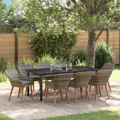 Garten Essgruppe mit Kissen 9 pcs Grau Poly-Rattan