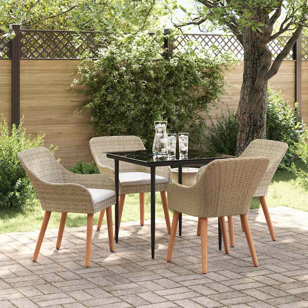 Garten Essgruppe mit Kissen 5 pcs Beige Poly-Rattan