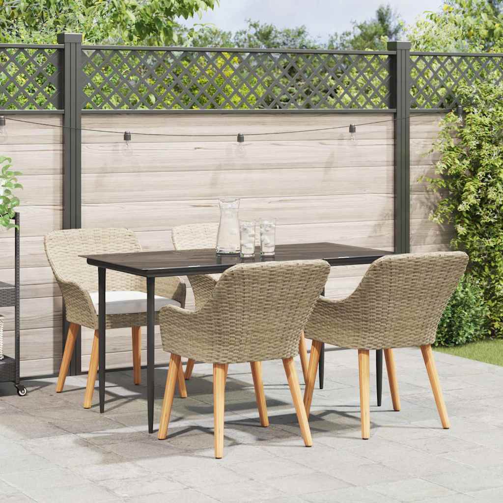 Garten Essgruppe mit Kissen 5 pcs Beige Poly-Rattan