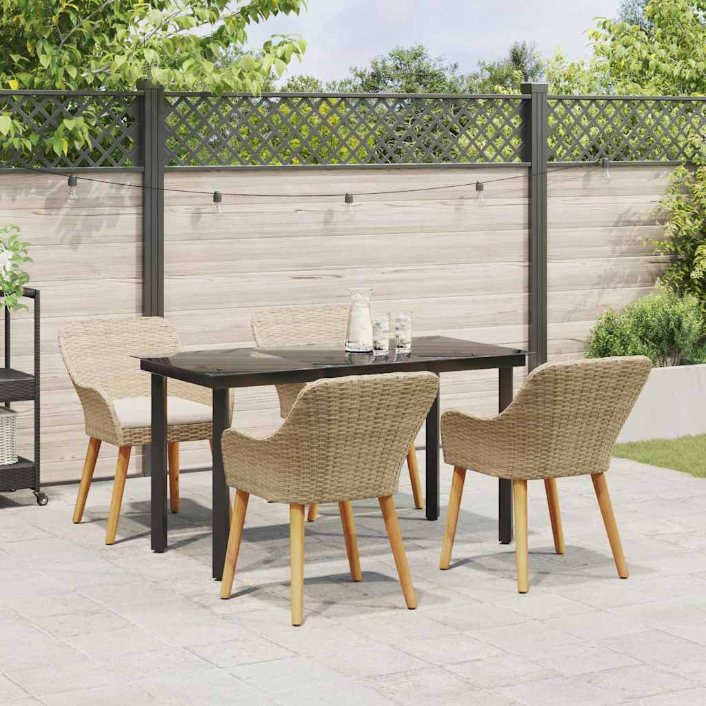 Garten Essgruppe mit Kissen 5 pcs Beige Poly-Rattan