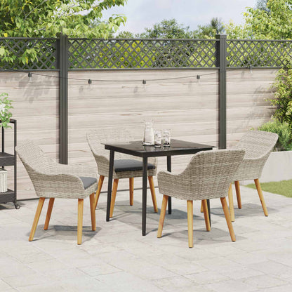 Garten Essgruppe mit Kissen 5 pcs Hellgrau Poly-Rattan