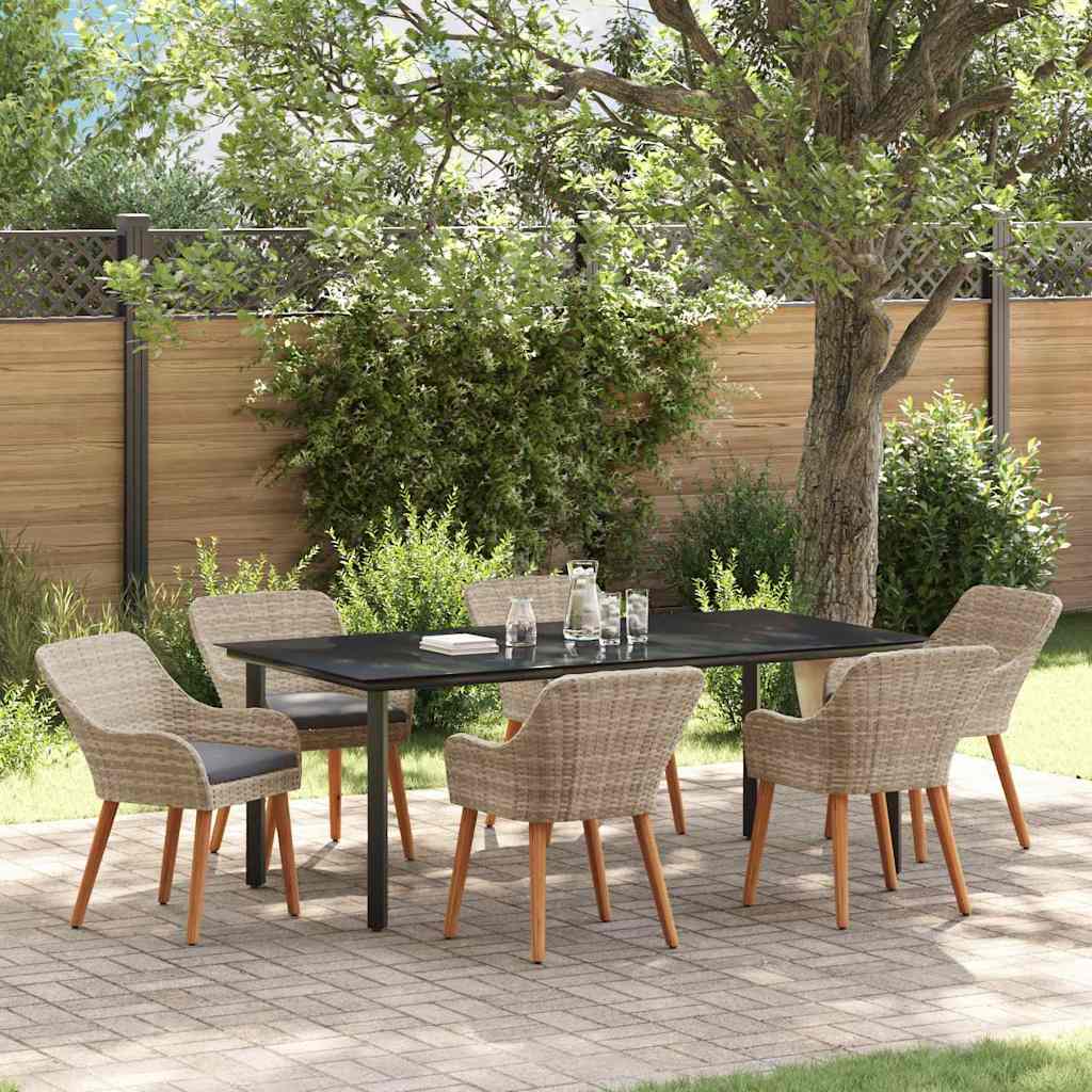 Garten Essgruppe mit Kissen 7 pcs Hellgrau Poly-Rattan