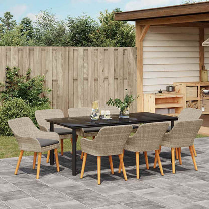 Garten Essgruppe mit Kissen 9 pcs Hellgrau Poly-Rattan
