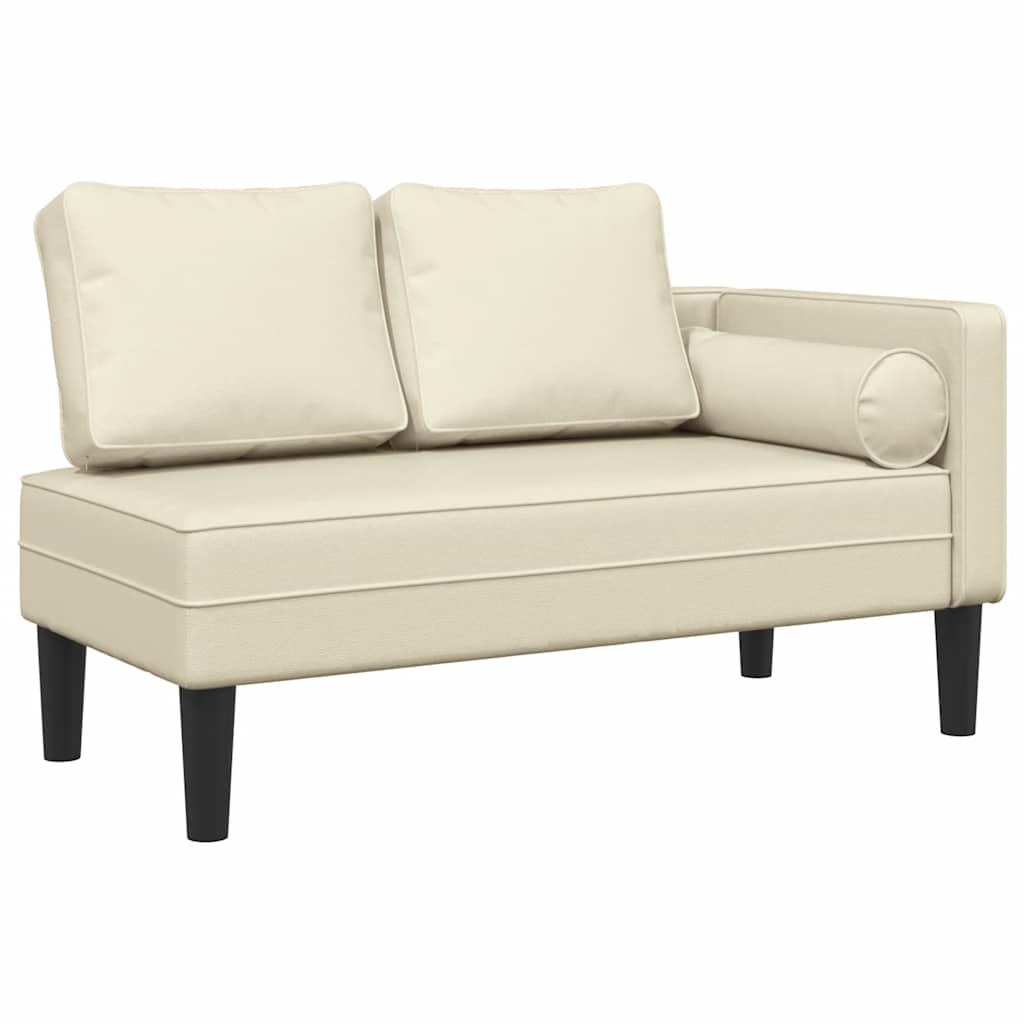 Chaiselongue mit Kissen Creme Kunstleder