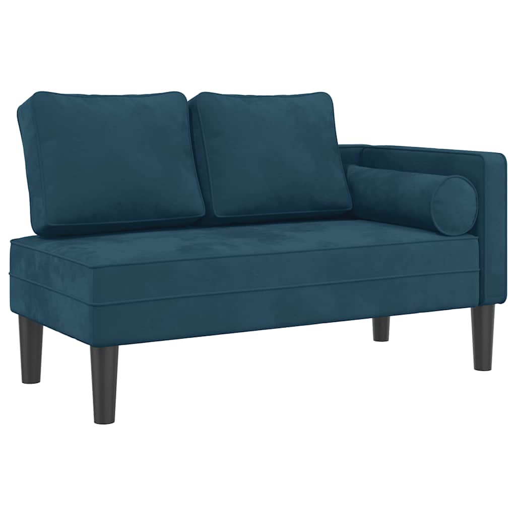Chaiselongue mit Kissen Blau Samt