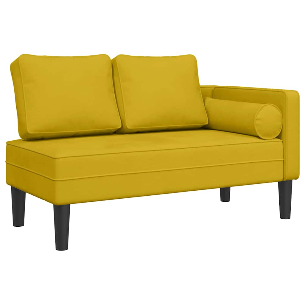 Chaiselongue mit Kissen Gelb Samt