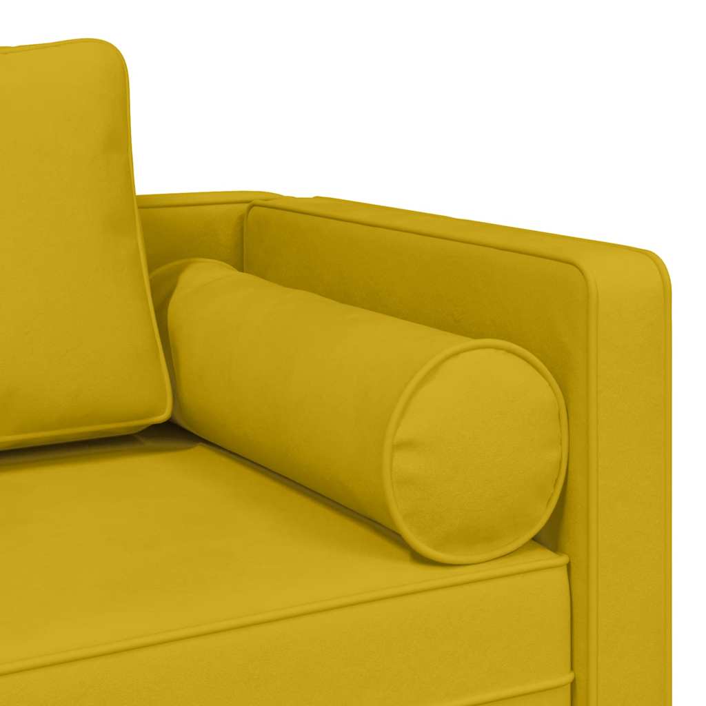 Chaiselongue mit Kissen Gelb Samt