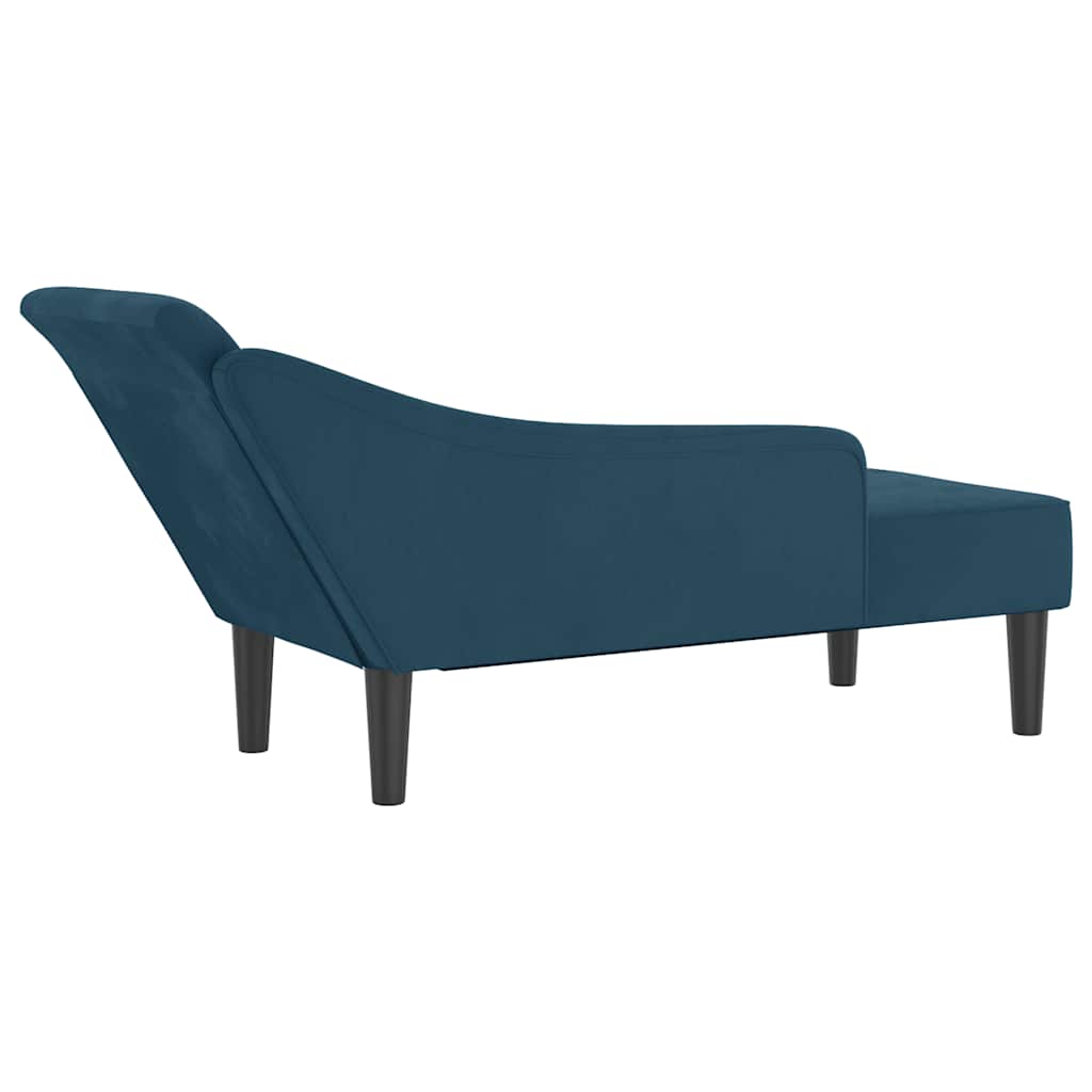 Chaiselongue mit Kissen Blau Samt
