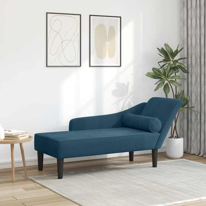 Chaiselongue mit Kissen Blau Samt