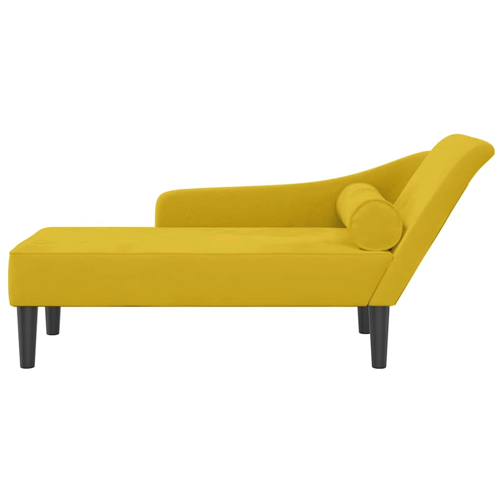 Chaiselongue mit Kissen Gelb Samt