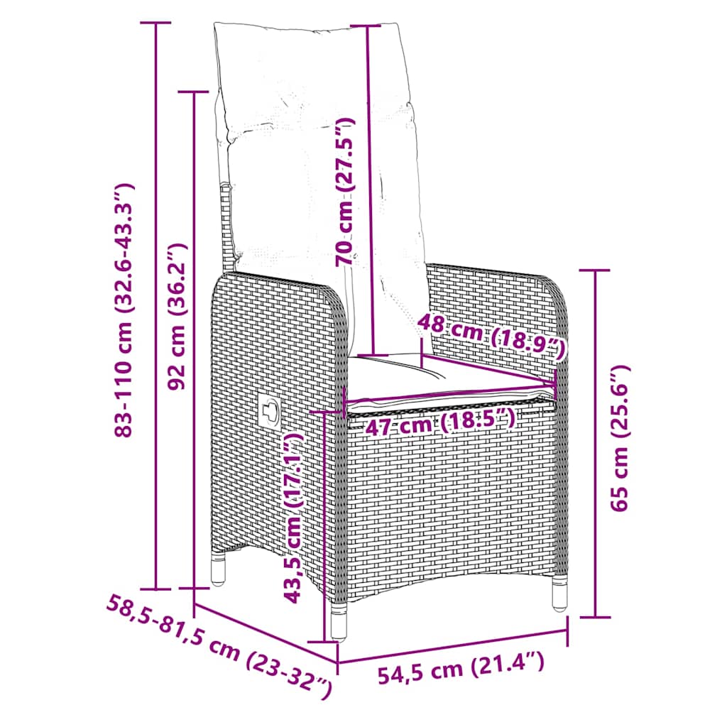 9-tlg. Garten-Bistro-Set mit Kissen Schwarz Poly Rattan