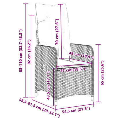 9-tlg. Garten-Bistro-Set mit Kissen Schwarz Poly Rattan