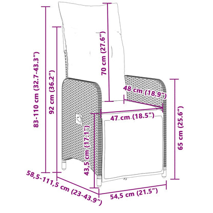 7-tlg. Garten-Bistro-Set mit Kissen Grau Poly Rattan