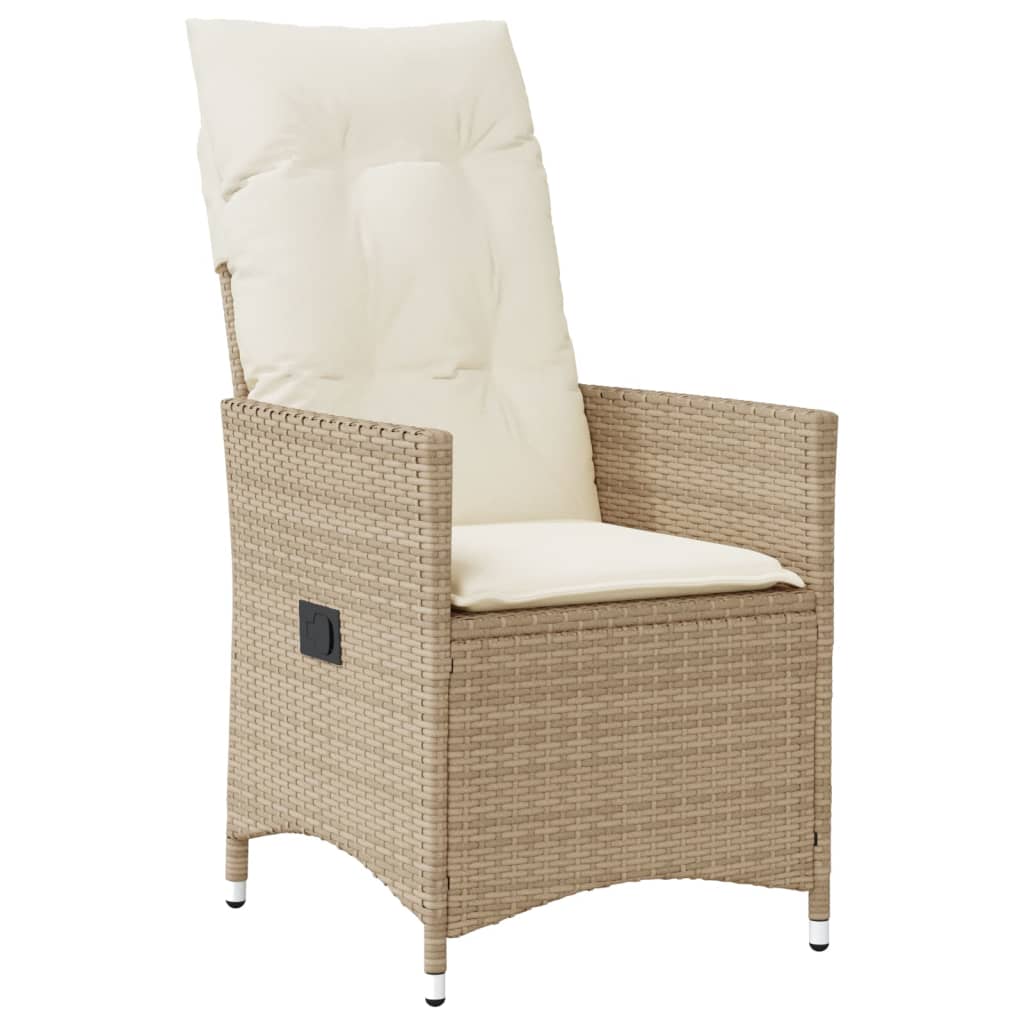 9-tlg. Garten-Bistro-Set mit Kissen Beige Poly Rattan