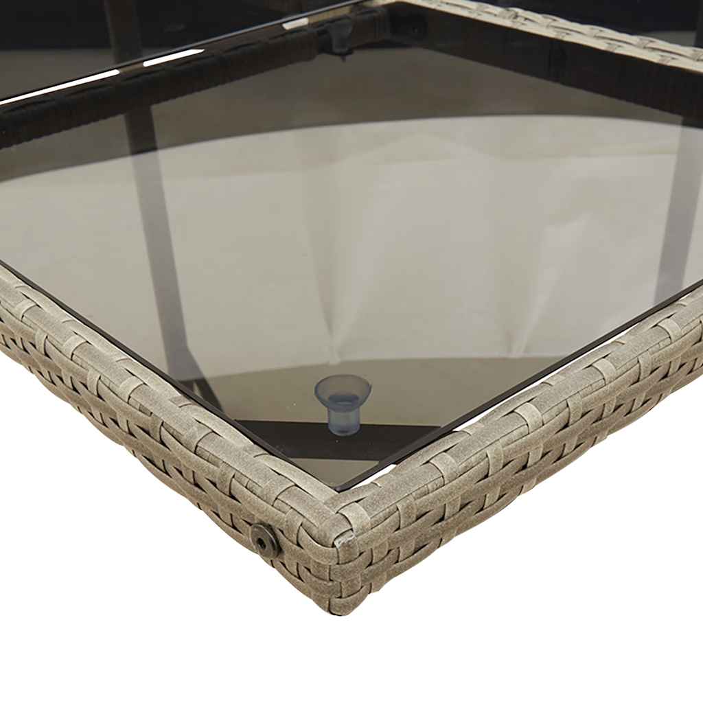 15-teiliges Garten-Ess-Set mit Kissen, grau, Polyrattan