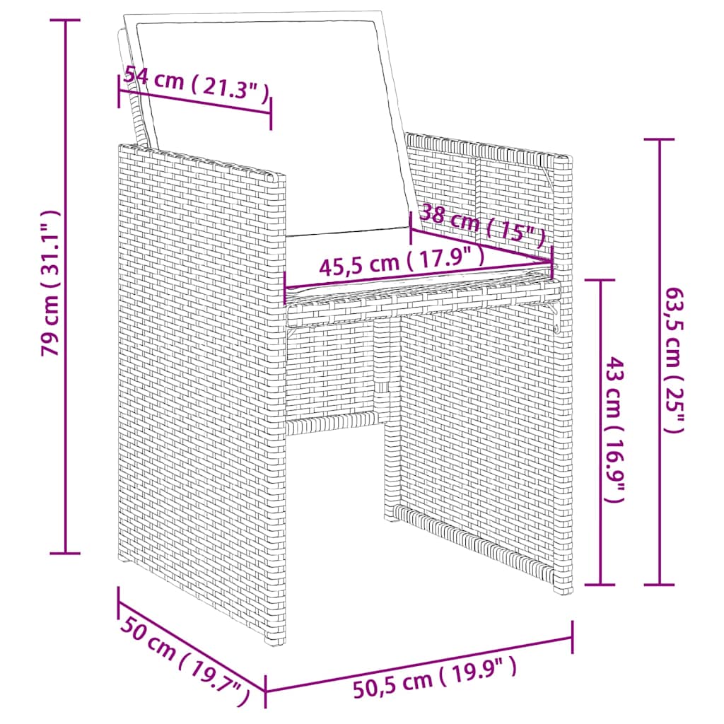 11-tlg. Garten-Essgruppe mit Kissen Schwarz Poly Rattan