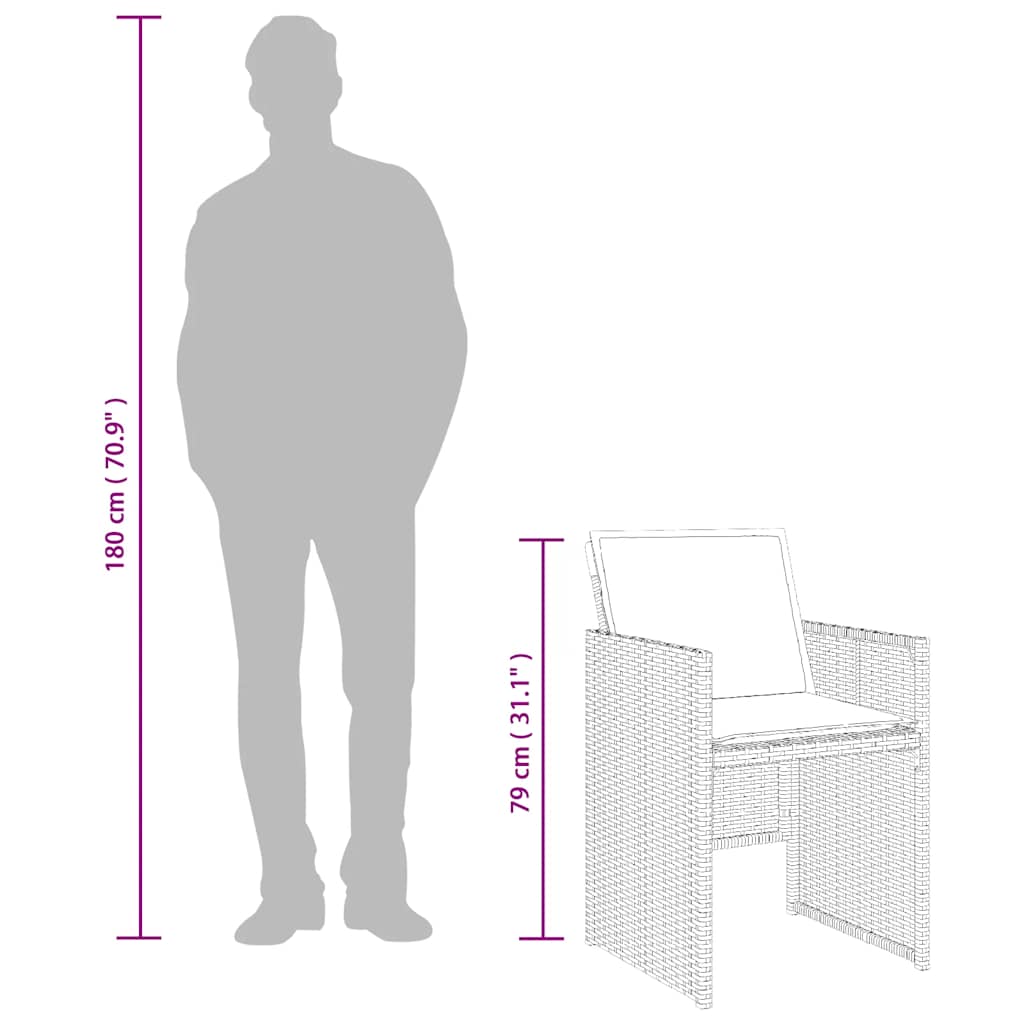 11-tlg. Garten-Essgruppe mit Kissen Beigemischung Poly Rattan
