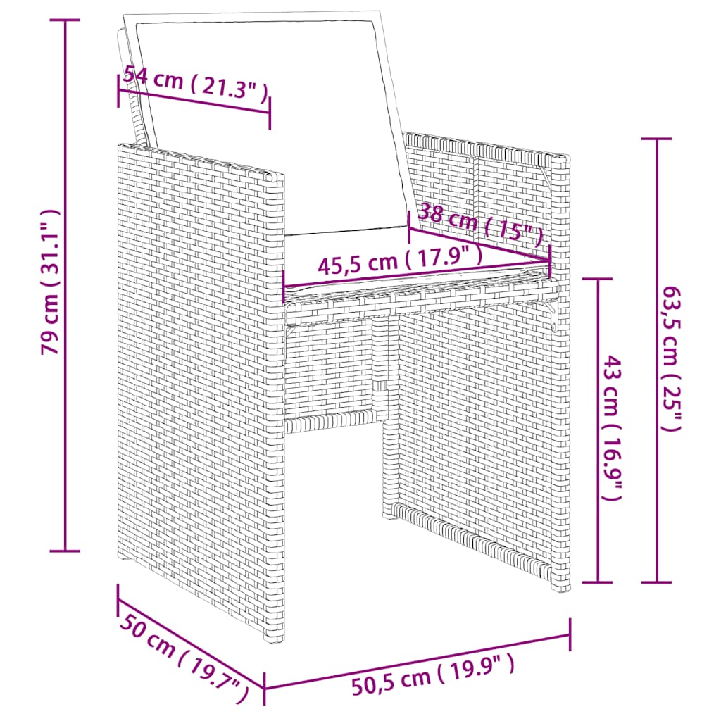 11-tlg. Garten-Essgruppe mit Kissen Grau Poly Rattan