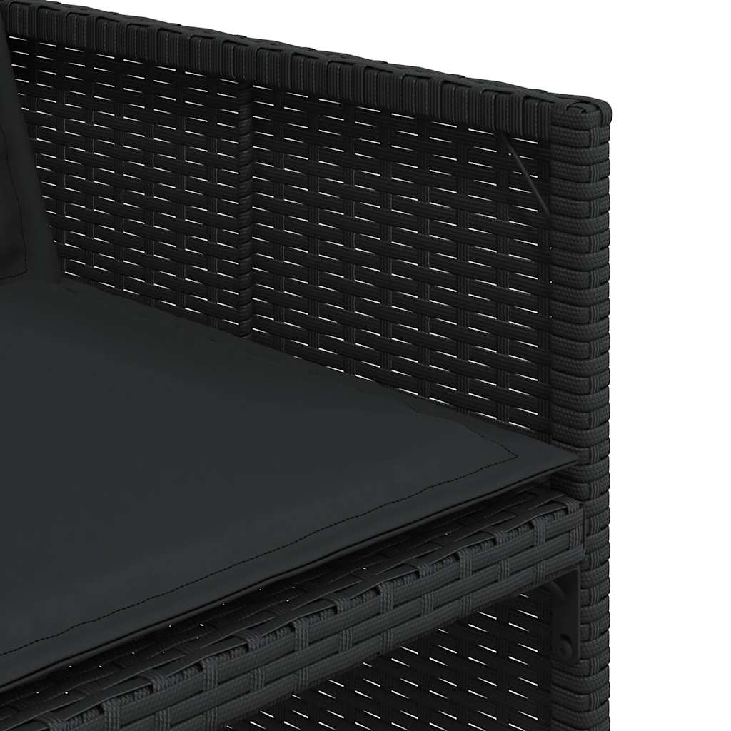13-tlg. Garten-Essgruppe mit Kissen Schwarz Poly Rattan