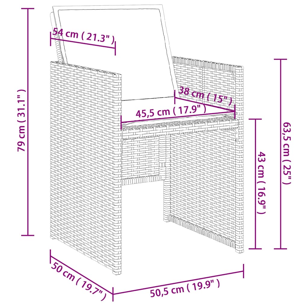 15-tlg. Garten-Essgruppe mit Kissen Schwarz Poly Rattan