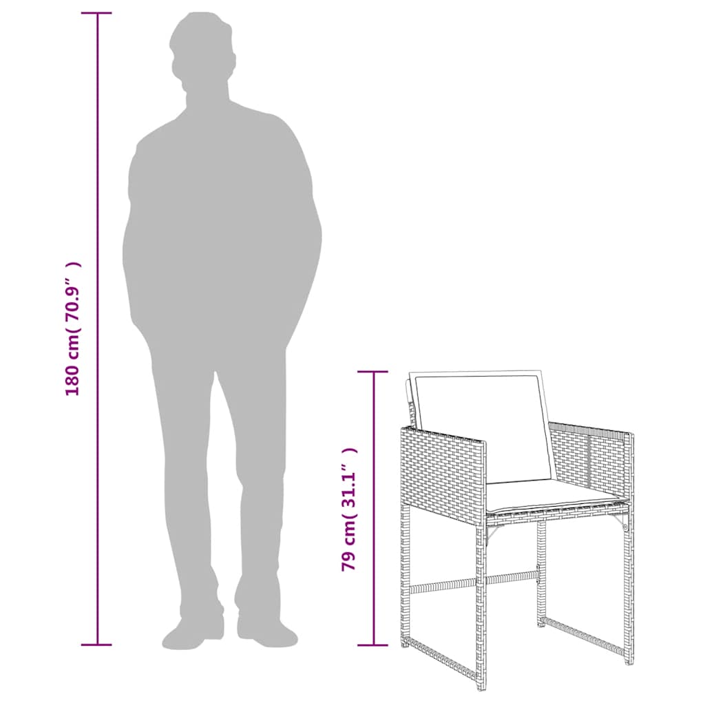 9-tlg. Garten-Essgruppe mit Kissen Beige Poly Rattan