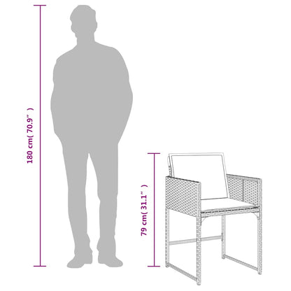 11-tlg. Garten-Essgruppe mit Kissen Braun Poly Rattan