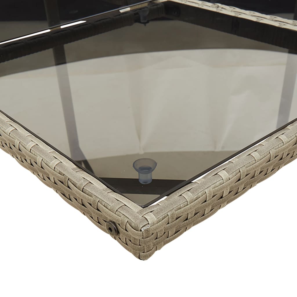 11-teiliges Garten-Ess-Set mit Kissen, grau, Polyrattan