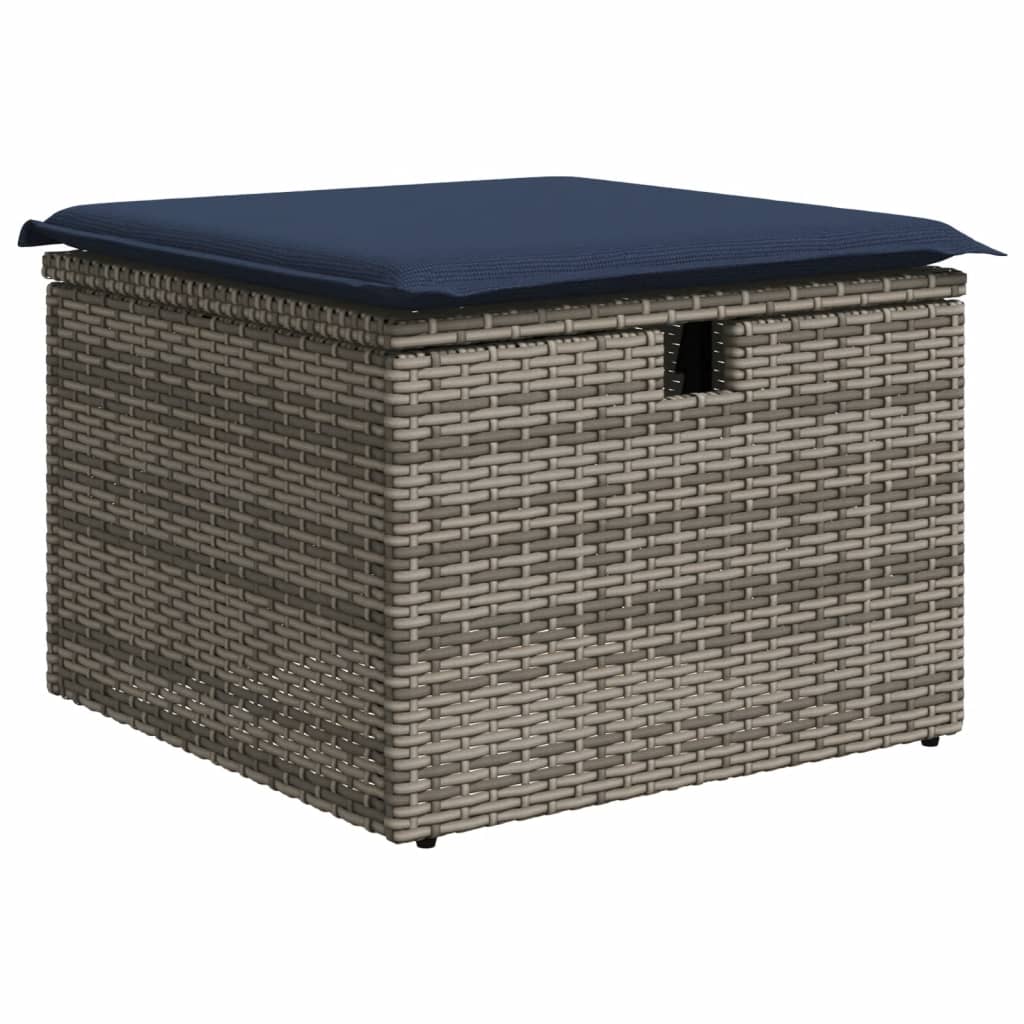 6-teiliges Gartensofa-Set mit Kissen, grau, Polyrattan